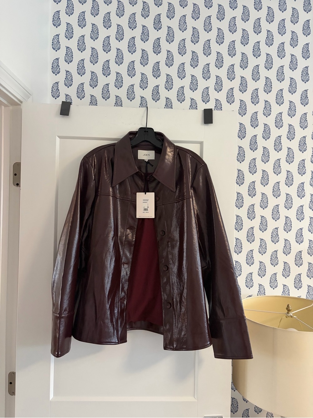 Joe’s Jeans Women’s Burgundy Faux Leather Button-Front Jacket
